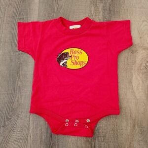 Bass Pro Shops Red Graphic Bodysuit Infant 18 Months Short Sleeve Cotton Logo